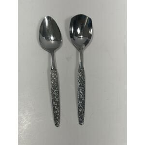 2 Pc Spoons United Silver US158 US 158 Stainless Flatware Vintage See Pictures